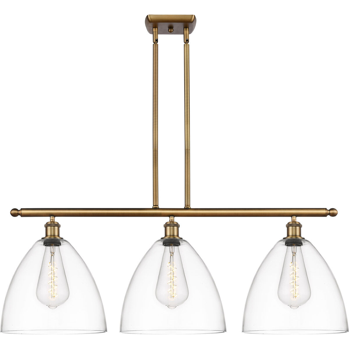 Ballston Ballston Dome 3 Light 39 inch Brushed Brass Island Light Ceiling Light in Clear Glass