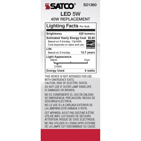 Lumos LED Medium Medium 5.00 watt 2700K LED Filament