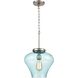 Amore 1 Light 12 inch Light Blue with Satin Nickel Pendant Ceiling Light