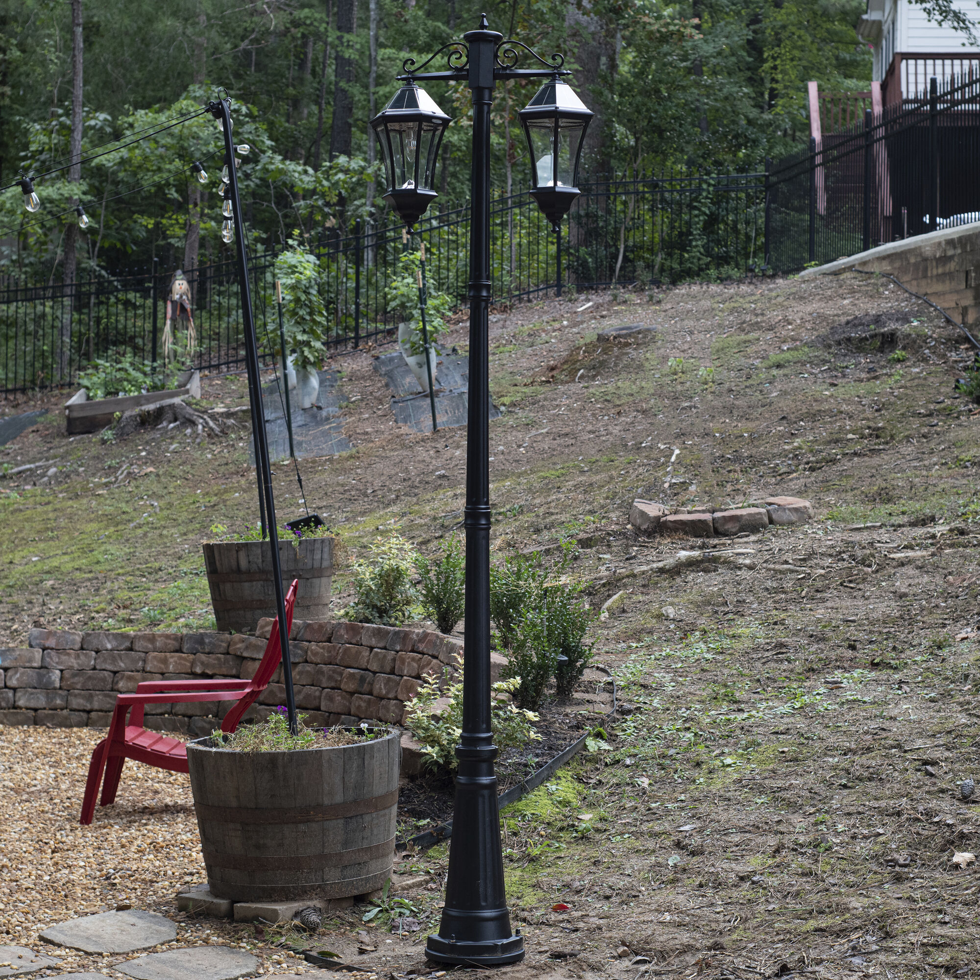 Victorian 2 Light 99.75 inch Black Post Light, Solar