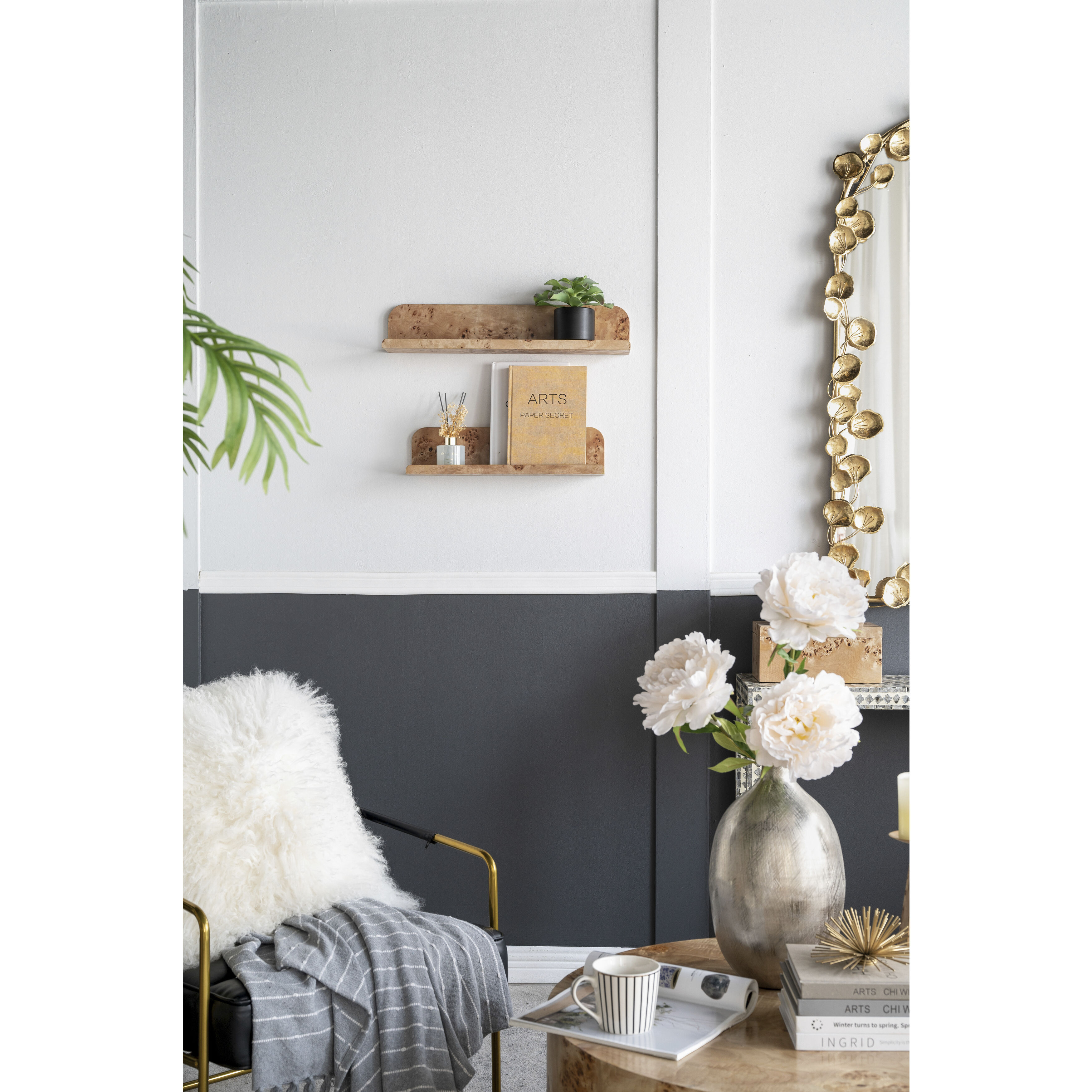 Anita 23.6 inch Brown Wall Shelf