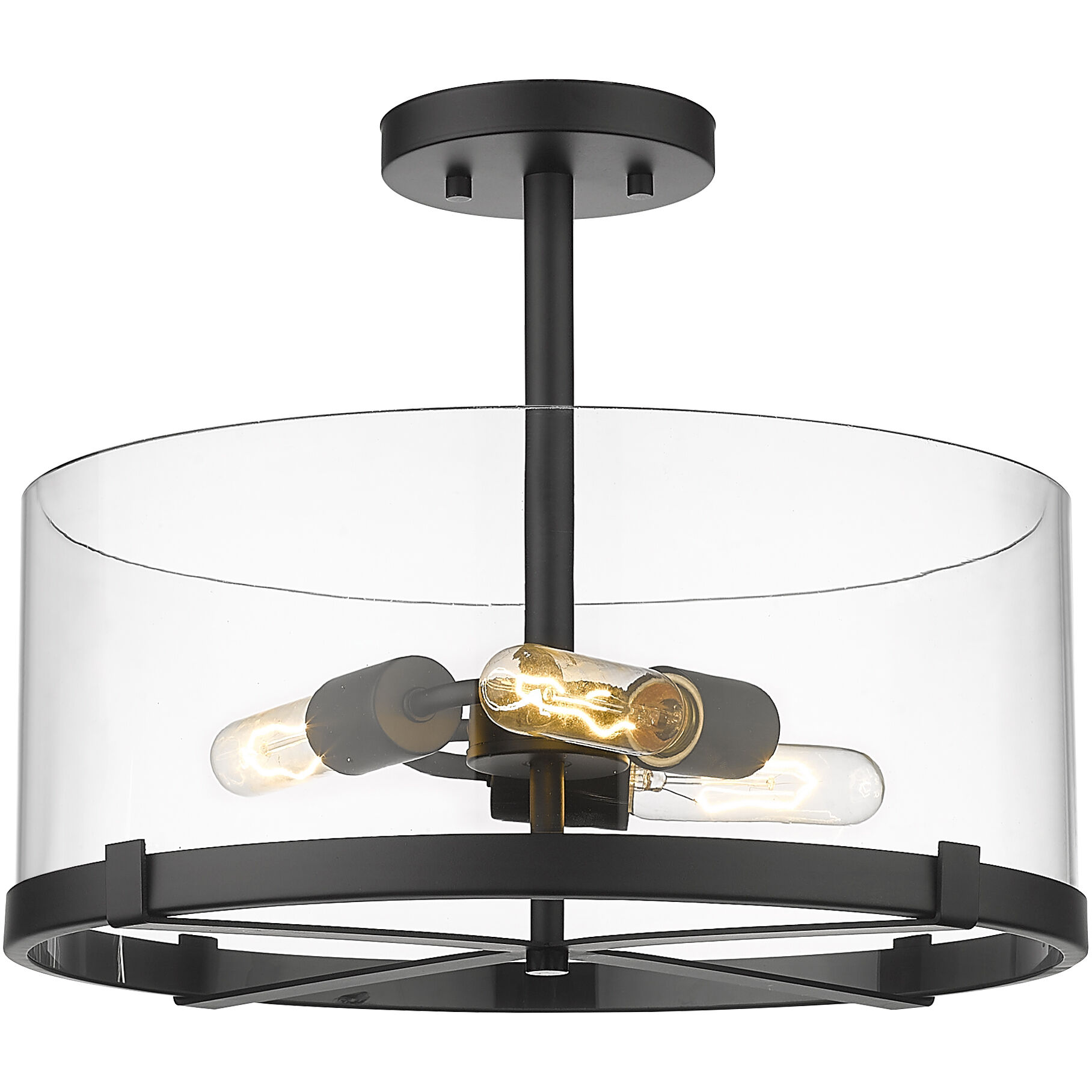 Callista 3 Light 16.5 inch Matte Black Semi Flush Mount Ceiling Light