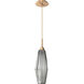 Aalto LED 5.1 inch Novel Brass Pendant Ceiling Light in Optic Rib Smoke, 2700K LED