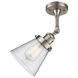 Franklin Restoration Small Cone LED 6 inch Brushed Satin Nickel Semi-Flush Mount Ceiling Light in Seedy Glass, Franklin Restoration