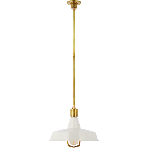 Thomas O'Brien Fitz LED 16.5 inch Hand-Rubbed Antique Brass Pendant Ceiling Light in White, Large