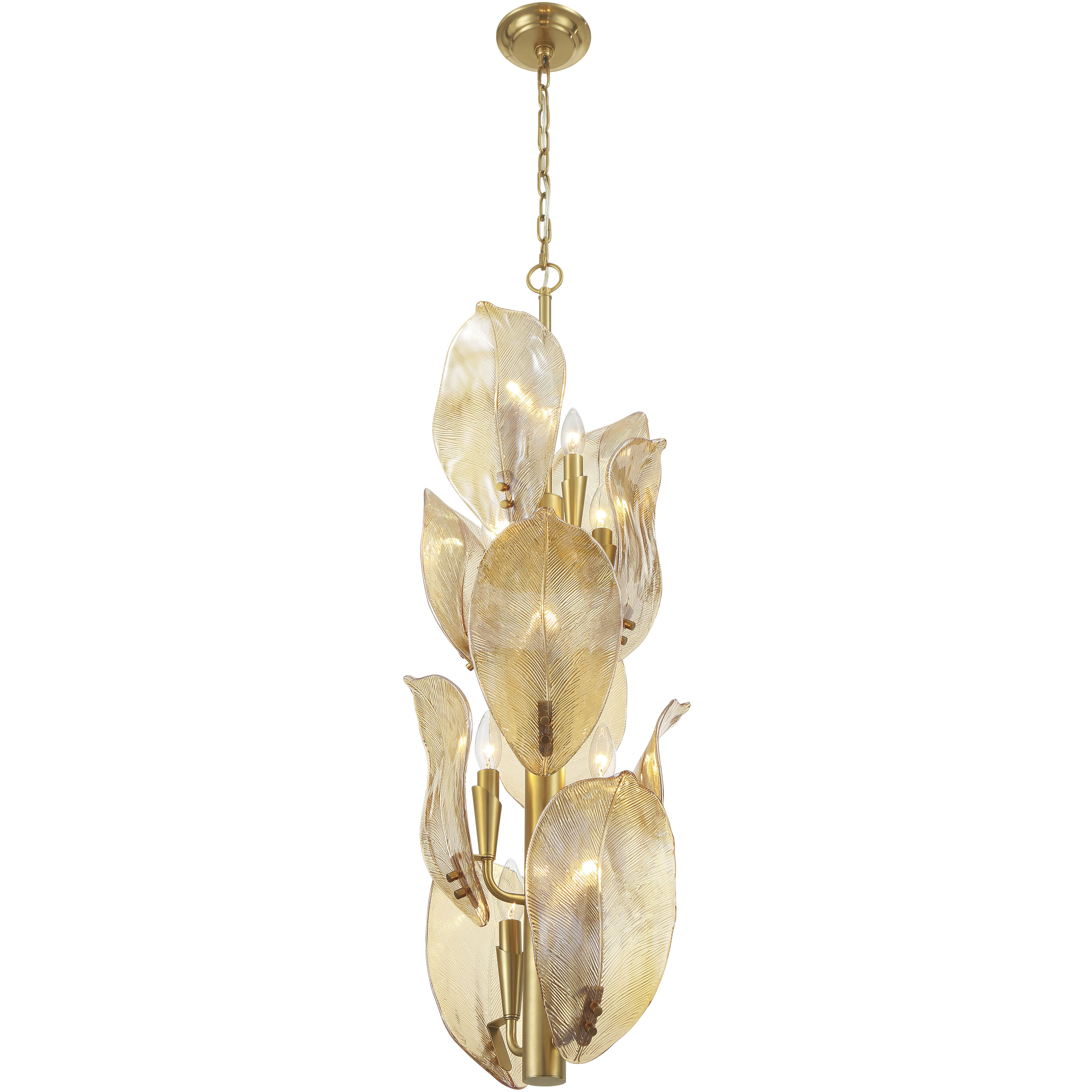 Orchid 10 Light 13 inch Legacy Brass Pendant Ceiling Light in Amber Handmade Glass