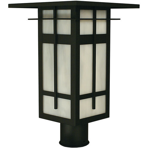 Finsbury 1 Light 12 inch Rustic Brown Post Mount in Almond Mica