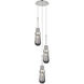 Milan 3 Light 11.88 inch Polished Nickel Multi Pendant Ceiling Light in Light Smoke Glass