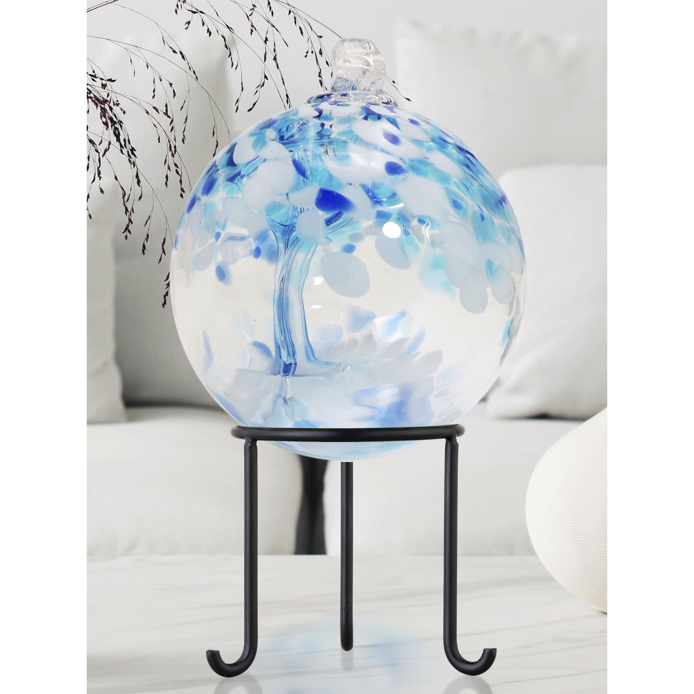 Tree of Life Aqua Glass Ornament