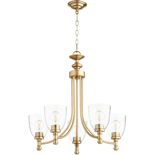 Rossington 5 Light 25 inch Aged Brass Chandelier Ceiling Light in Clear Seeded