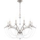 Priscilla 10 Light Antique Silver Chandelier Ceiling Light in Optic, Adjustable Height