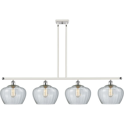 Ballston Large Fenton LED 48 inch White and Polished Chrome Island Light Ceiling Light in Clear Glass, Ballston
