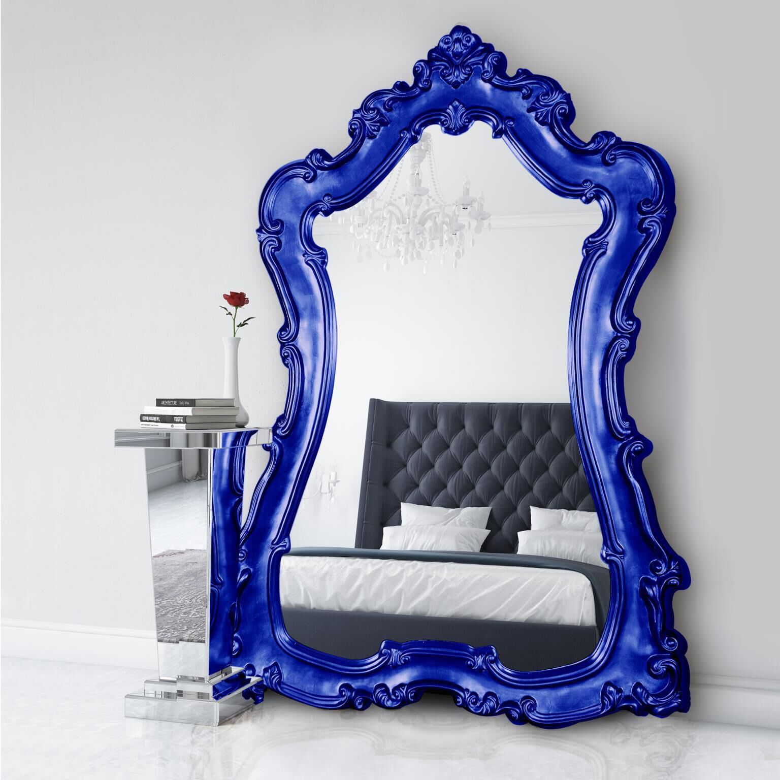 Lorelei 89 X 60 inch Glossy Royal Blue Wall Mirror