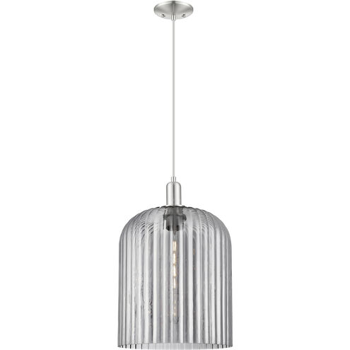 Bridal Veil 1 Light 12 inch Brushed Satin Nickel Mini Pendant Ceiling Light in Light Smoke Glass