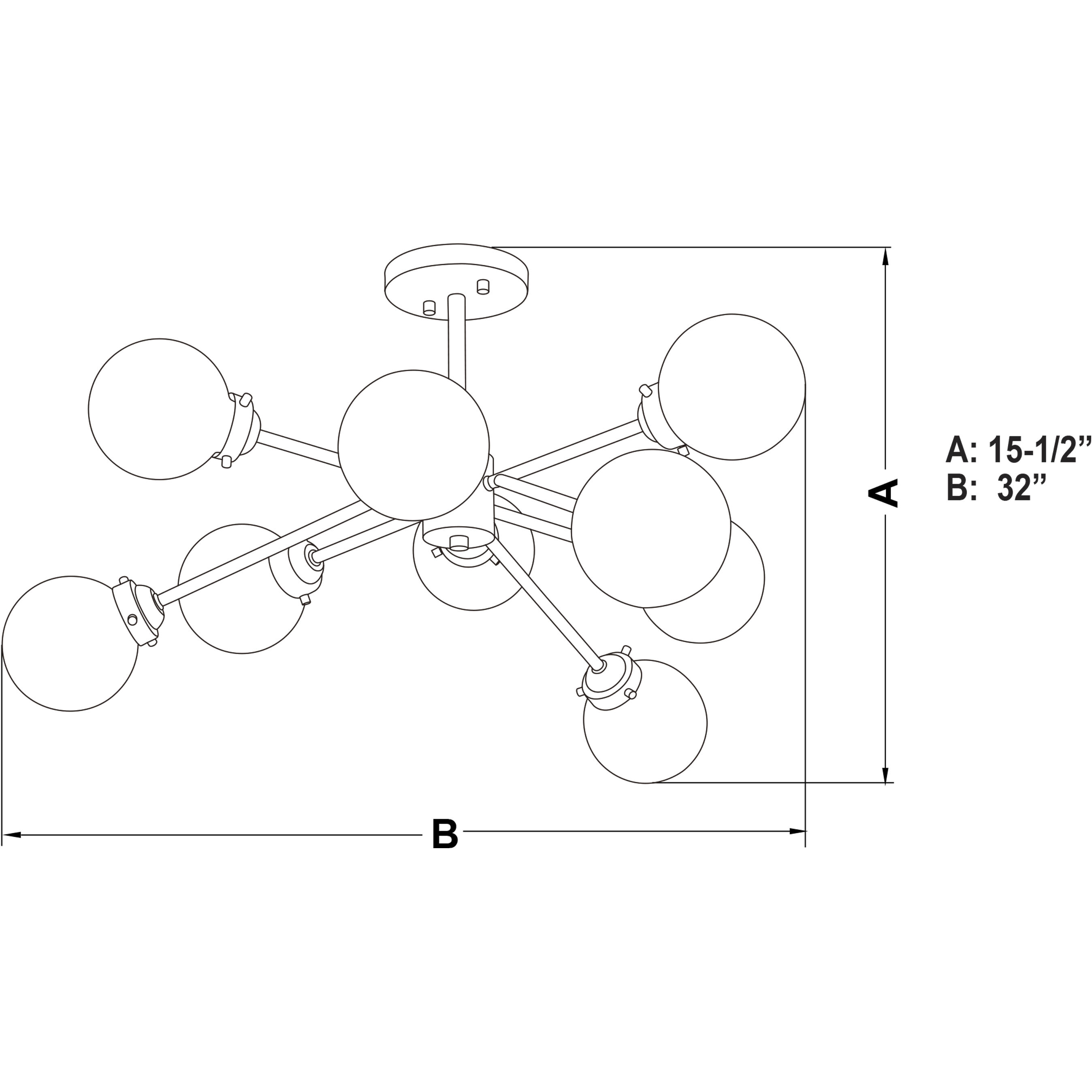 Orbit LED 32 inch Muted Brass and Oil Rubbed Bronze Semi-Flush Mount Ceiling Light