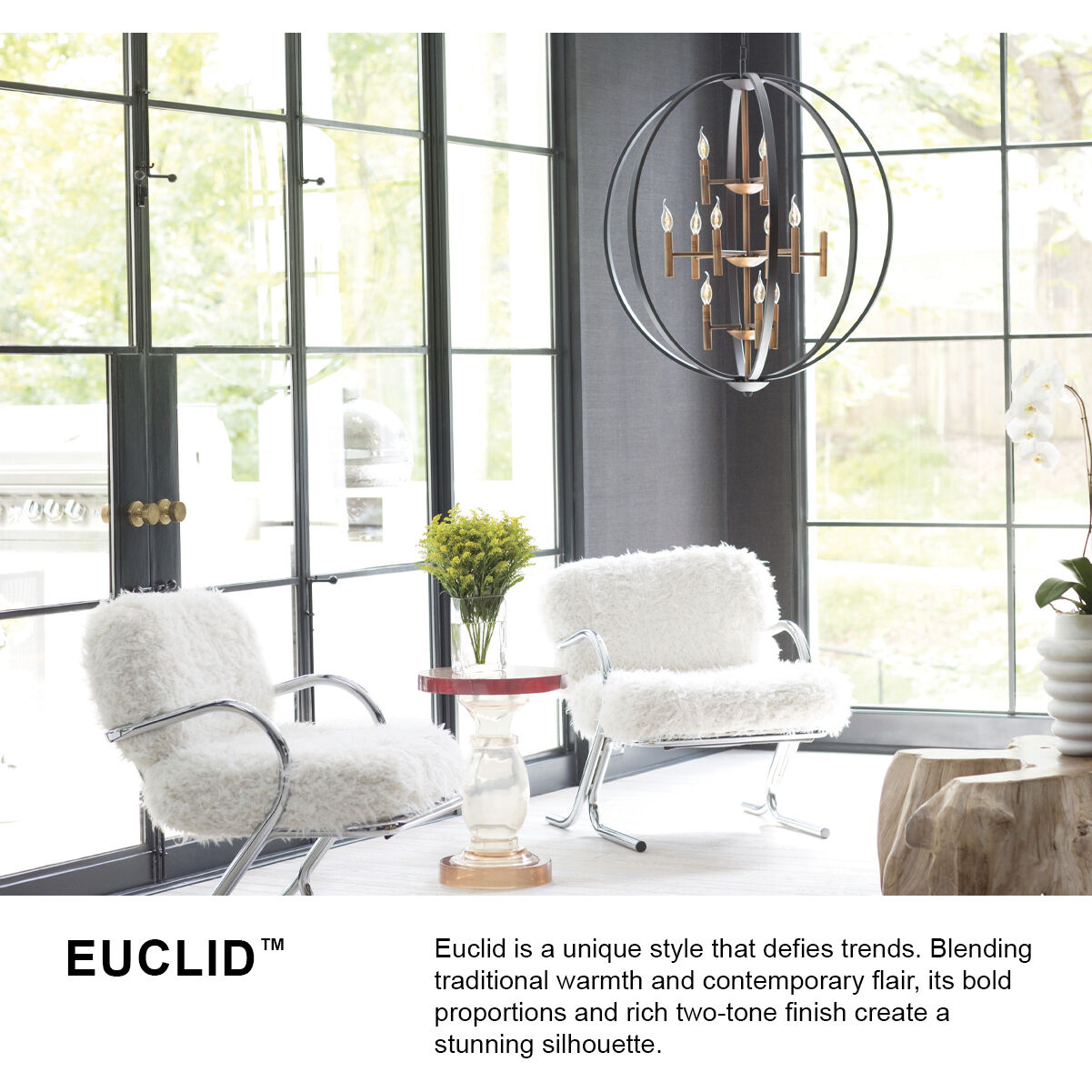 Euclid 8 Light 28.25 inch Spanish Bronze with Heirloom Brass Indoor Foyer Light Ceiling Light