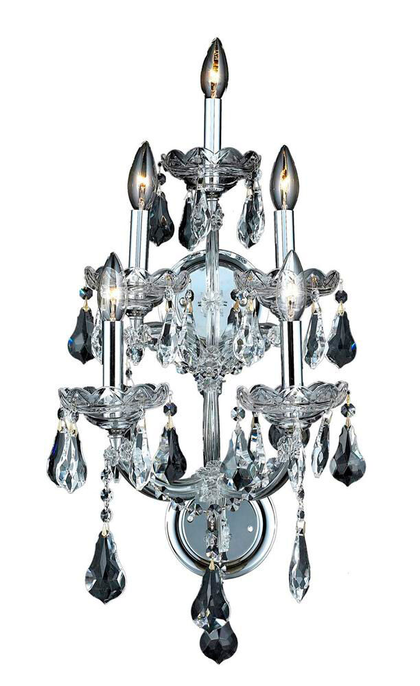 Maria Theresa 5 Light 12 inch Chrome Wall Sconce Wall Light in Clear, Royal Cut