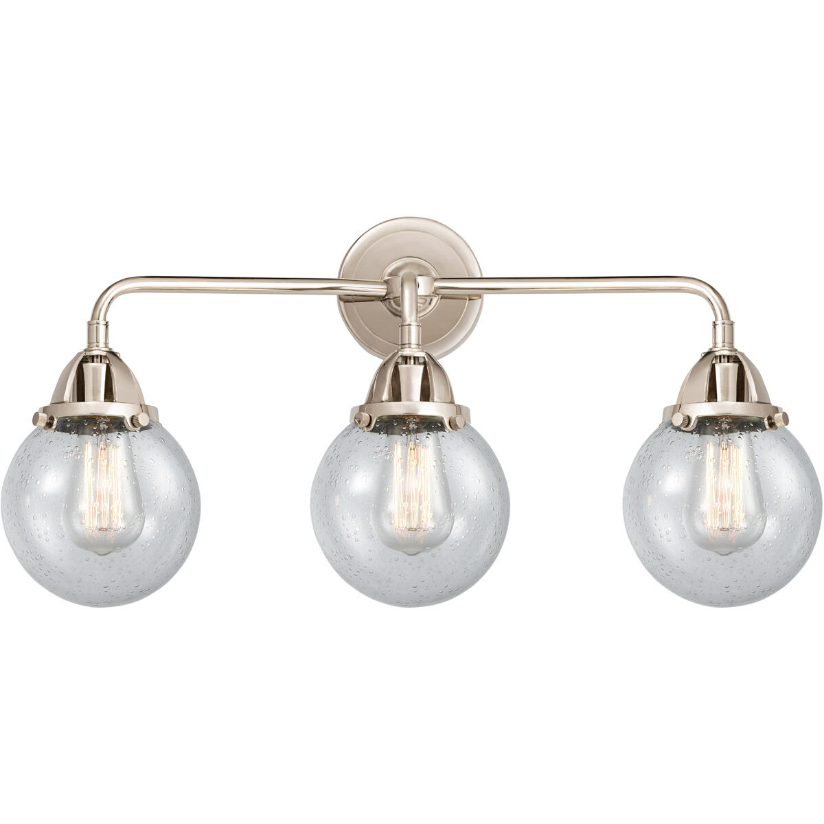 Nouveau 2 Beacon LED 24 inch Polished Nickel Bath Vanity Light Wall Light in Seedy Glass