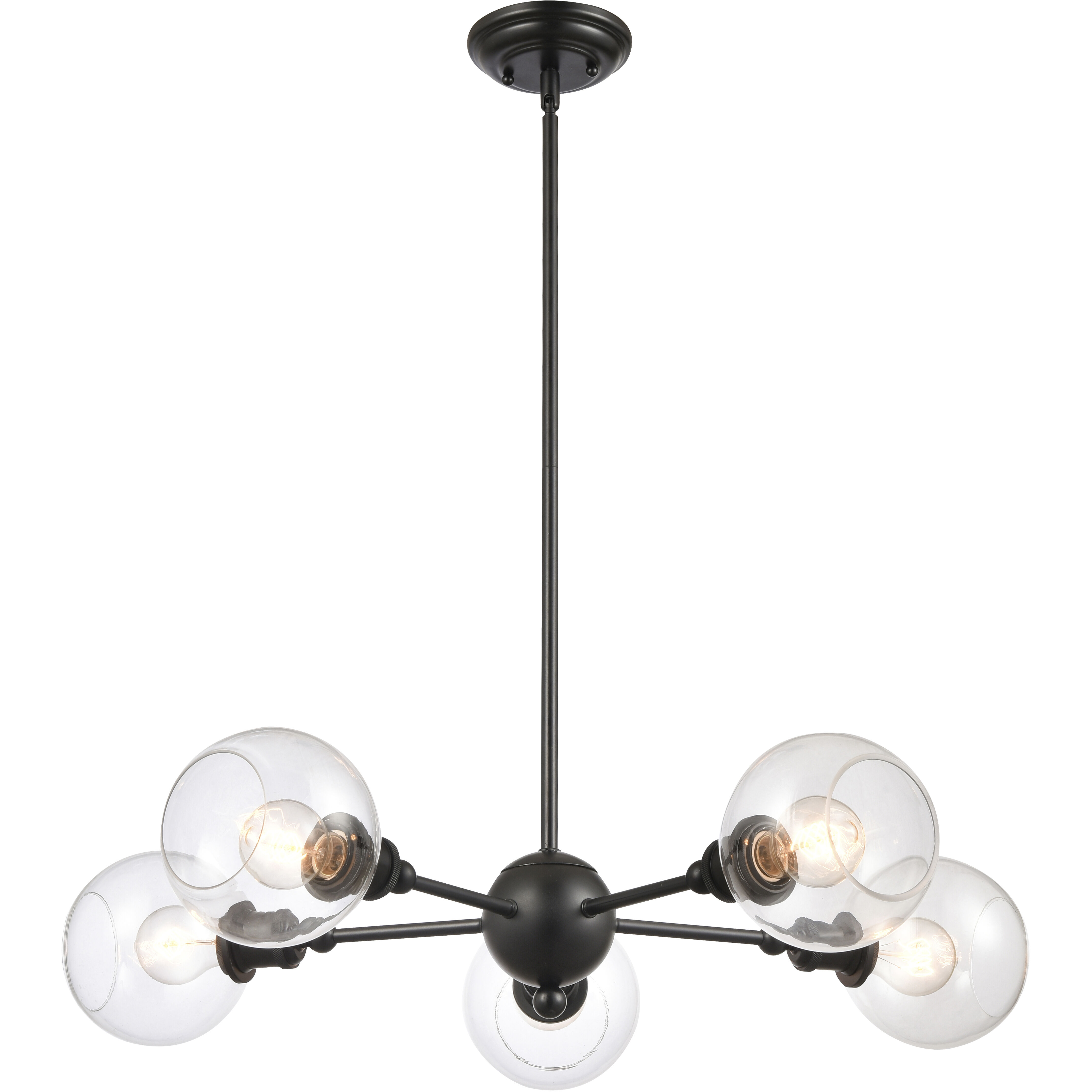Ballston Concord 5 Light 30 inch Matte Black Chandelier Ceiling Light in Clear Glass