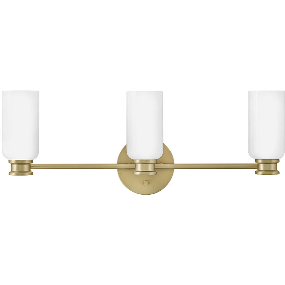 Naomi 3 Light 24 inch Lacquered Brass Bath Light Wall Light in Cased Opal