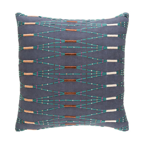 Kikuyu 22 X 22 inch Navy and Blue Pillow Cover