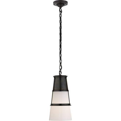 Thomas O'Brien Robinson 1 Light 7.5 inch Bronze Pendant Ceiling Light in White Glass, Medium