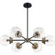 Axis 6 Light 30 inch Matte Black and Brass Chandelier Ceiling Light