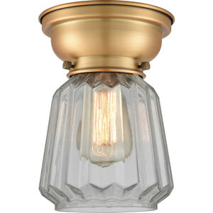 Aditi Chatham LED 6 inch Brushed Brass Flush Mount Ceiling Light in Clear Glass, Aditi