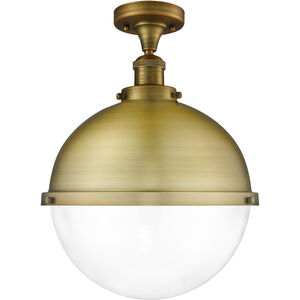Franklin Restoration Hampden 1 Light 13 inch Brushed Brass Semi-Flush Mount Ceiling Light in Clear Glass