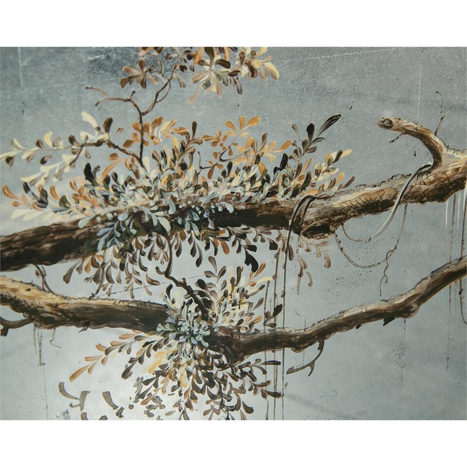 Falling Branch 88 inch Eglomise Reverse Hand Painted Credenza