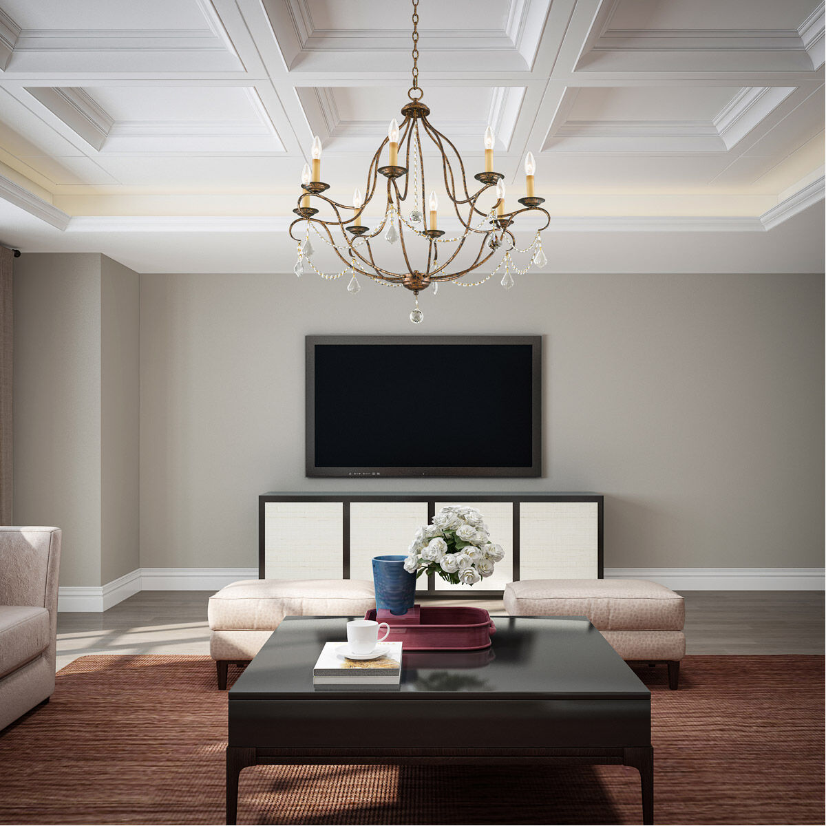 Chesterfield 8 Light 32 inch Hand Applied Venetian Golden Bronze Chandelier Ceiling Light