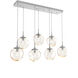 Aster LED LED Classic Silver Linear Pendant Ceiling Light in 2700K LED, Zircon Inner - Amber Outer, Multi-Pendant