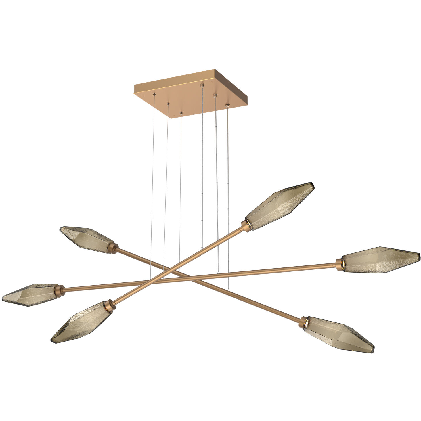 Rock Crystal LED Novel Brass Linear Multi-Pendant Ceiling Light in Bronze, 2700K LED, Triple Moda