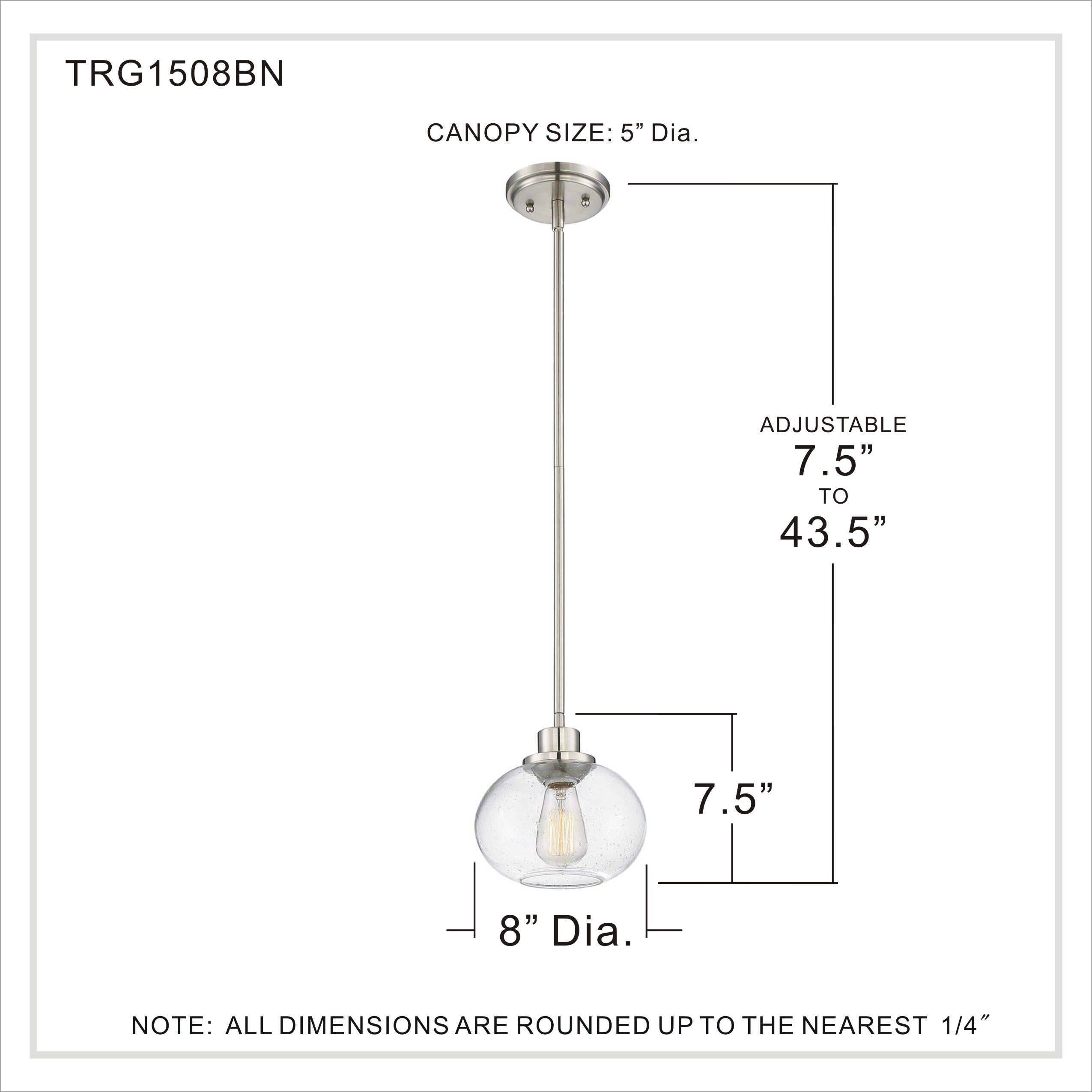Trilogy 1 Light 8 inch Brushed Nickel Mini Pendant Ceiling Light