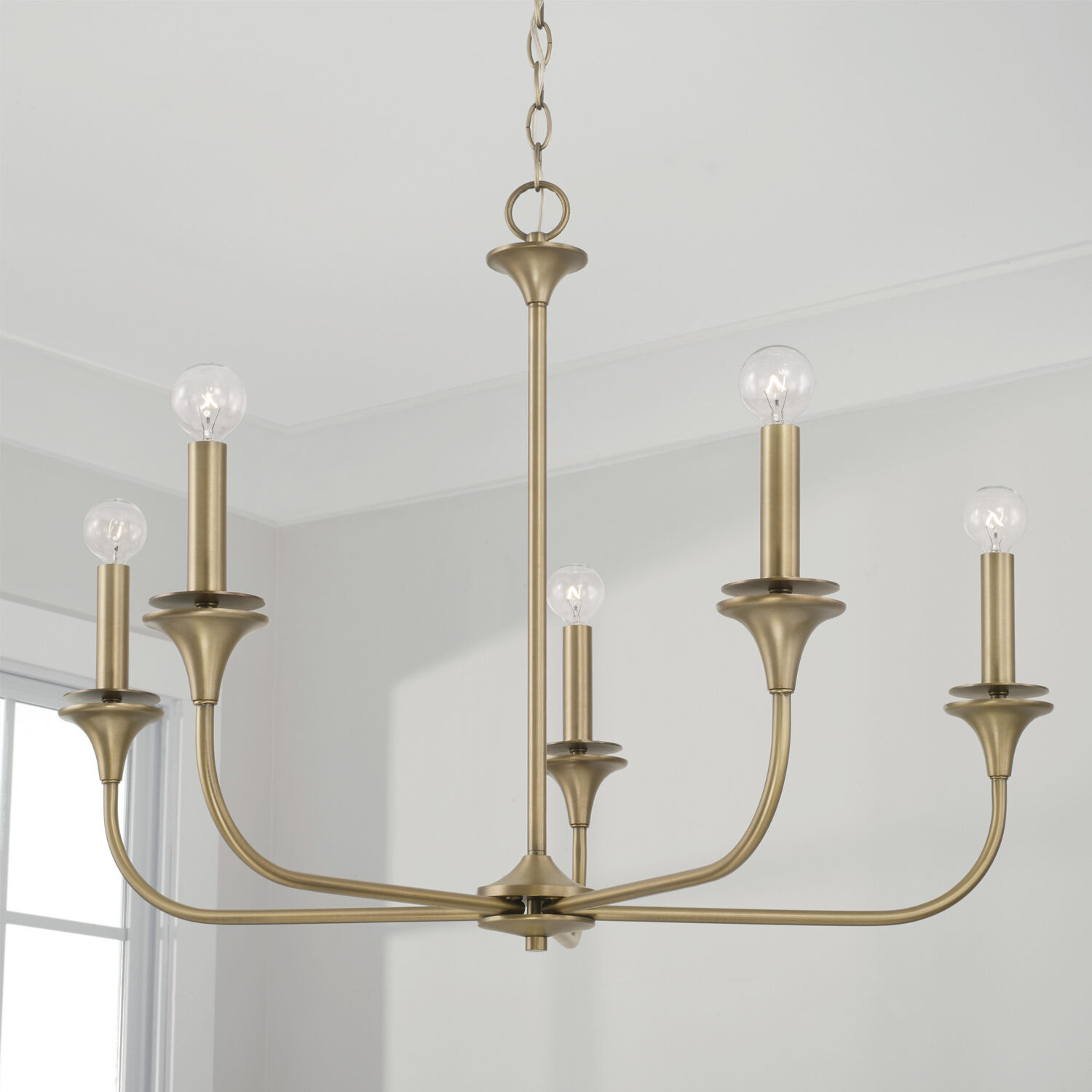 Presley 5 Light 31 inch Aged Brass Chandelier Ceiling Light