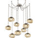 Nova LED 19 inch Beige Silver Swag Multi-Pendant Ceiling Light in 3000K LED, Floret Inner - Bronze Outer, Oval Chain