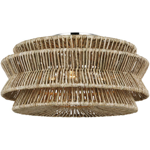 Visual Comfort Signature Collection Chapman & Myers Antigua LED 23.25 inch Polished Nickel and Natural Abaca Semi-Flush Mount Ceiling Light, XL CHC4016PN/NAB - Open Box