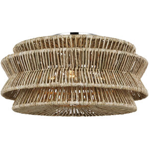 Chapman & Myers Antigua LED 23.25 inch Polished Nickel and Natural Abaca Semi-Flush Mount Ceiling Light, XL