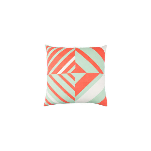 Lina 20 X 20 inch Mint and Bright Orange Throw Pillow