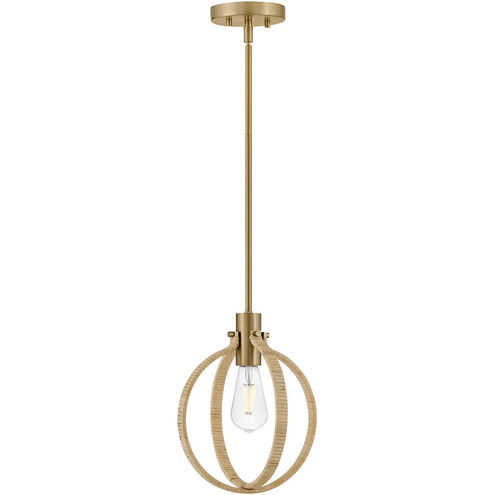 Fallon 1 Light 10 inch Lacquered Brass with Bamboo Pendant Ceiling Light