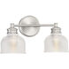 Transitional 2 Light 16 inch Brushed Nickel Bathroom Vanity Light Wall Light