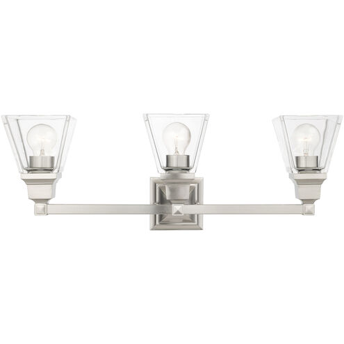 Mission 3 Light 25 inch Brushed Nickel Vanity Sconce Wall Light