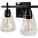 Arctic 2 Light 12.5 inch Acid Dipped Black with Clear Vanity Light Wall Light