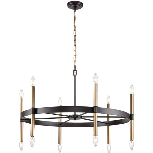 Notre Dame 12 Light 34 inch Oil Rubbed Bronze with Gold Chandelier Ceiling Light