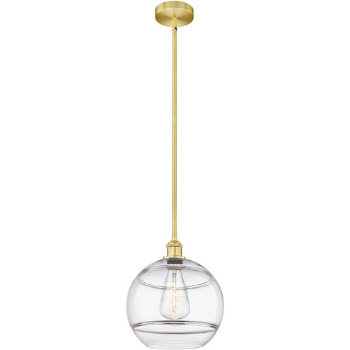 Edison Rochester 1 Light 12 inch Satin Gold Stem Hung Mini Pendant Ceiling Light