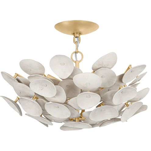 Aimi 3 Light 20.25 inch Vintage Gold Leaf Semi Flush Ceiling Light