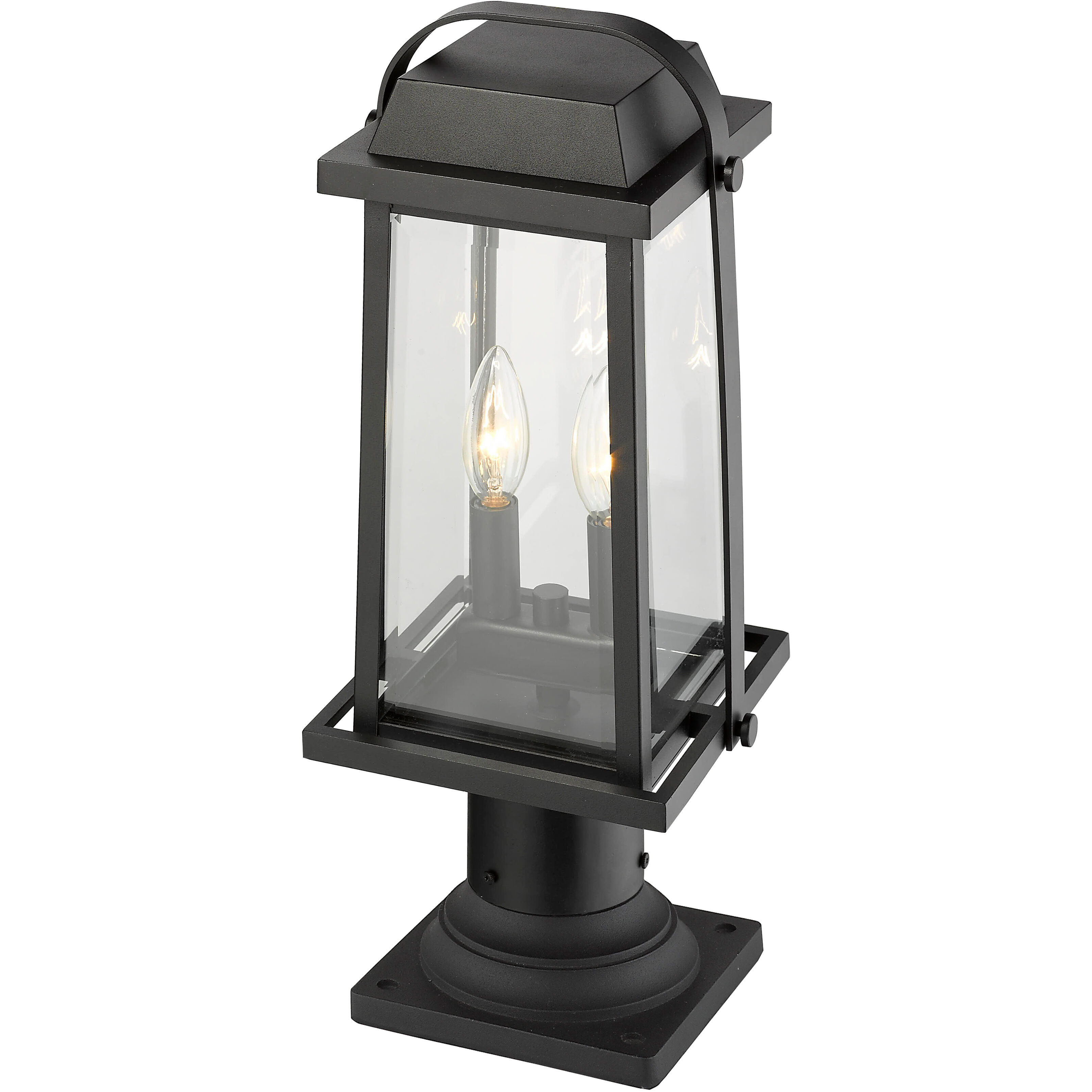 Millworks 2 Light 18.75 inch Black Outdoor Pier Mounted Fixture