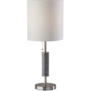 Vanessa 29 inch 100.00 watt Brushed Steel with Textured Grey Ceramic Table Lamp Portable Light