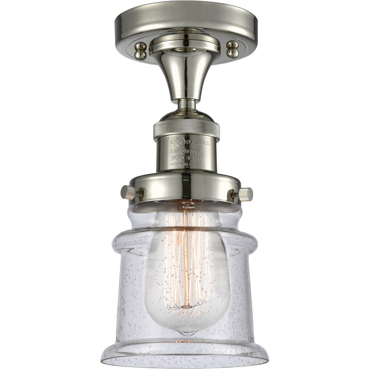 Innovations Lighting 517-1CH-PN-G184S-LED Franklin Restoration Small Canton  LED 6 inch Polished Nickel Semi-Flush Mount Ceiling Light in Seedy Glass,  Franklin Restoration, image size:495x495