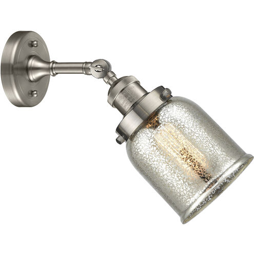 Franklin Restoration Small Bell 1 Light 5 inch Brushed Satin Nickel Sconce Wall Light in Silver Plated Mercury Glass, Franklin Restoration